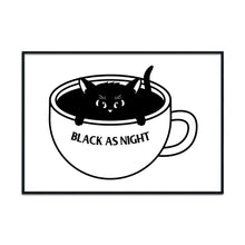 Load image into Gallery viewer, "Black as Night" Coffee Cat | A2 Poster - Scaredy Cat Studio