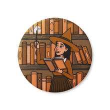 Load image into Gallery viewer, Spell-Casting Witch | Haunted Library | Pinback Badge Button