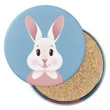 Load image into Gallery viewer, Happy Bunny Portrait | Round Beverage Coaster