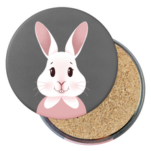 Load image into Gallery viewer, Happy Bunny Portrait | Round Beverage Coaster