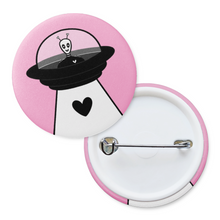 Load image into Gallery viewer, "Heart Invader" Valentine's Day Alien | Pinback Badge Button