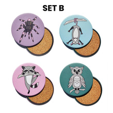 Load image into Gallery viewer, Nocturnal Creatures | Round Beverage Coaster Set - Scaredy Cat Studio