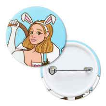 Load image into Gallery viewer, "SomeBunny Loves You" Easter Bunny Girl | Pinback Badge Button