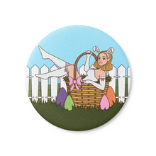 Load image into Gallery viewer, "SomeBunny Loves You" Easter Bunny Girl | Pinback Badge Button