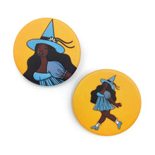 Load image into Gallery viewer, Joyful Spring Witch | Pinback Badge Button - Scaredy Cat Studio