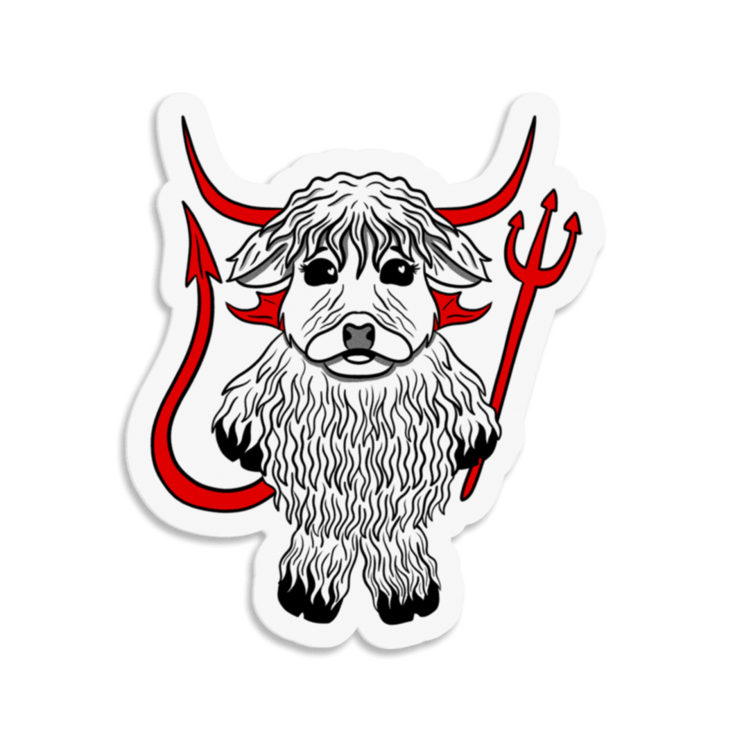 Highland Cow in a Devil Costume | 3-inch Waterproof Sticker