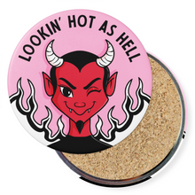 Load image into Gallery viewer, &quot;Lookin&#39; Hot as Hell&quot; Devil | Round Beverage Coaster
