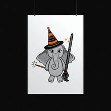 Load image into Gallery viewer, Elephant in a Witch Costume | Art Print - Scaredy Cat Studio
