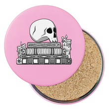 Load image into Gallery viewer, Skull &amp; Spellbooks | Round Beverage Coaster
