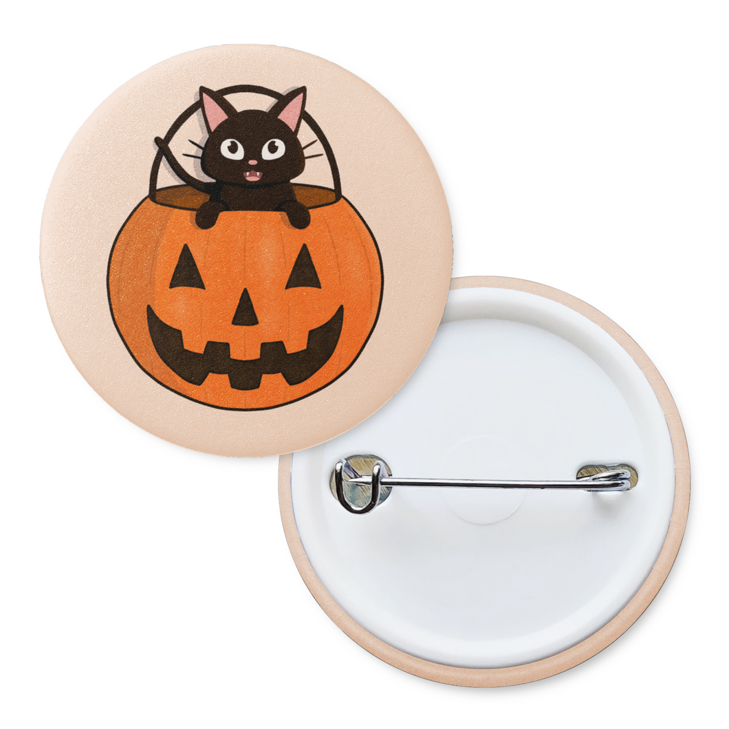 Trick or Treat! Pumpkin Kitty | Pinback Badge Button