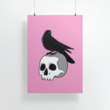 Load image into Gallery viewer, Skull &amp; Raven | Art Print - Scaredy Cat Studio
