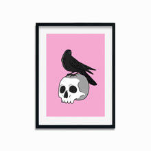 Load image into Gallery viewer, Skull &amp; Raven | Art Print - Scaredy Cat Studio
